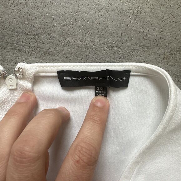 RHINESTONE ON MESH ONE SHOULDER PLUS SIZE JUMPSUIT 3XL WHITE - Picture 5 of 5